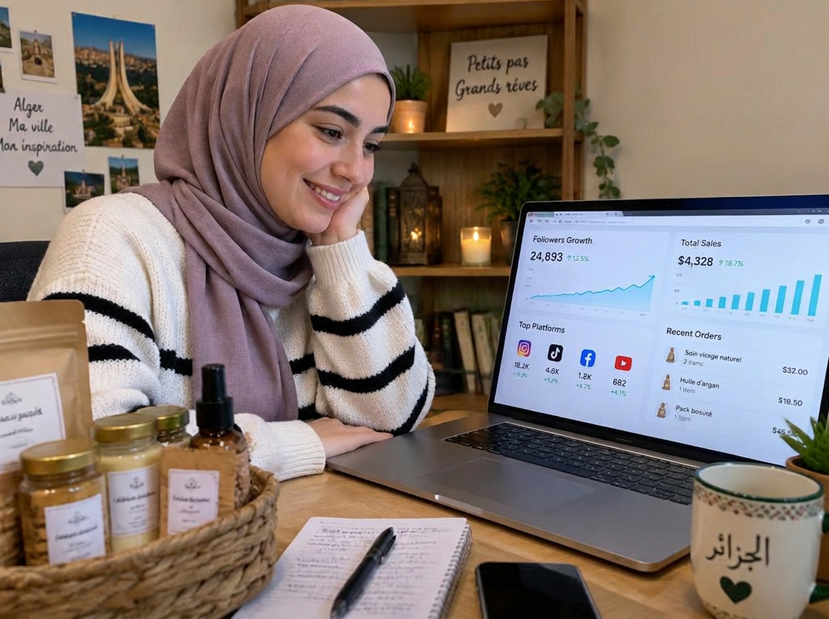 طالبة تتابع نمو متابعيها ومبيعاتها